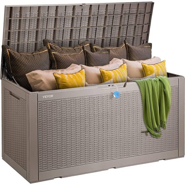 Vevor deck box indoor outdoor storage box 100 gallon resin for cushions toys