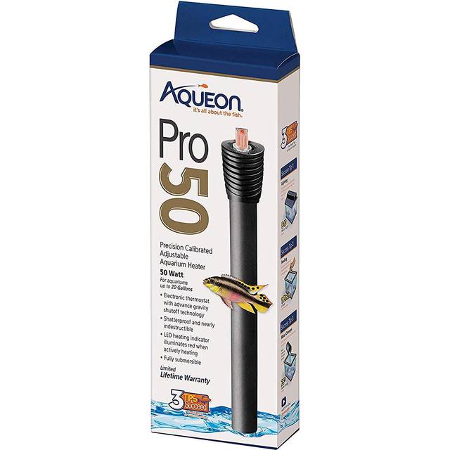 Aqueon 50W Adjustable PRO Heater for Aquariums Up to 20 Gallons with Auto Shut Off