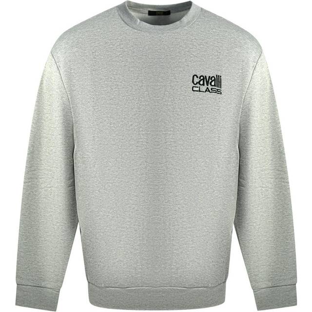 Men's Cavalli Class Print Logo Grey Jumper - Size: 42/Regular
