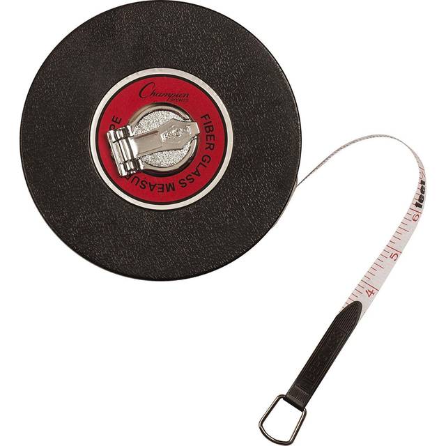 Champion Sports Closed Reel Measure Tape  100 ft  30 m - Sturdy Measuring Tapes with Hand Crank for Track and Field  Long Jump  Landscaping - Durable