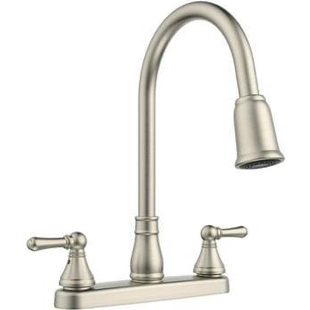 Belanger EBE78WBN2 Non-Metallic Two-Handle Pull-Down Sprayer Kitchen Faucet Brushed Nickel