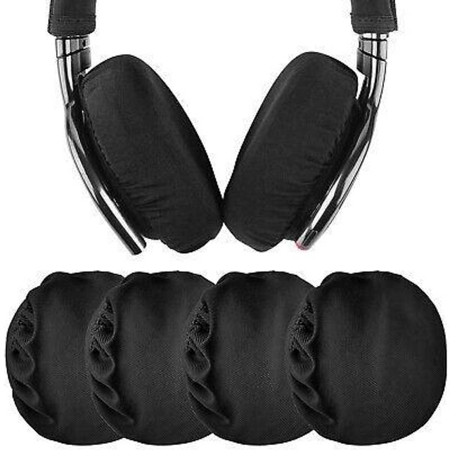 GEEKRIA 2 par Flex tyg hörlurar täcker/stretchigt och tvättbart sanitärt öronskydd, för Sony WH-1000XM4, WH-1000XM3, Bose QC35 II, QC25 hörlurar, passar 3"-4 tum öronkuddar (svart)