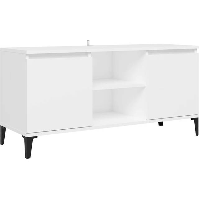 vidaXL TV Cabinet with Solid Wood Legs Concrete Grey 103.5x35x50 cm