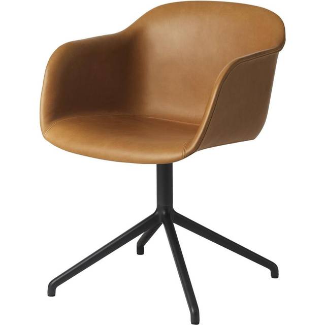 Muuto Fiber armchair swivel base kontorsstol Ochre-Black (plastic) - Gul
