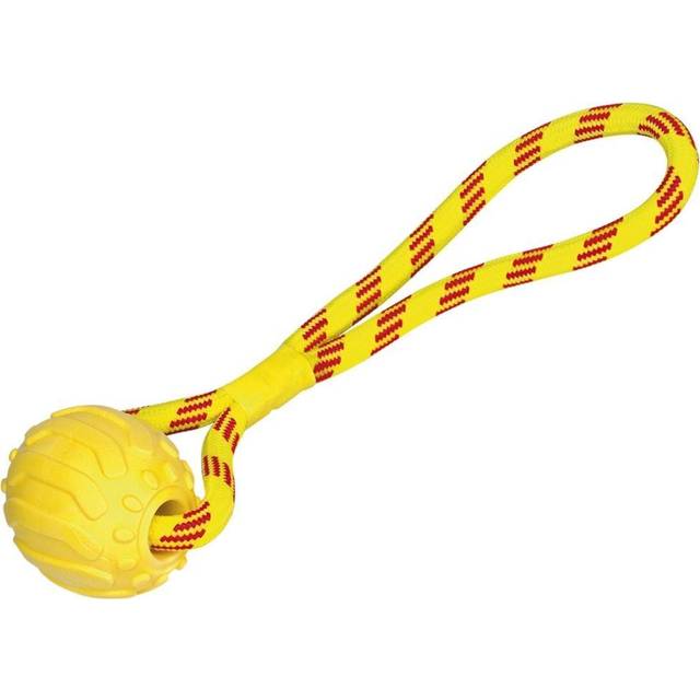 Tpr dog ball with rope Nobby Pet - Jaune