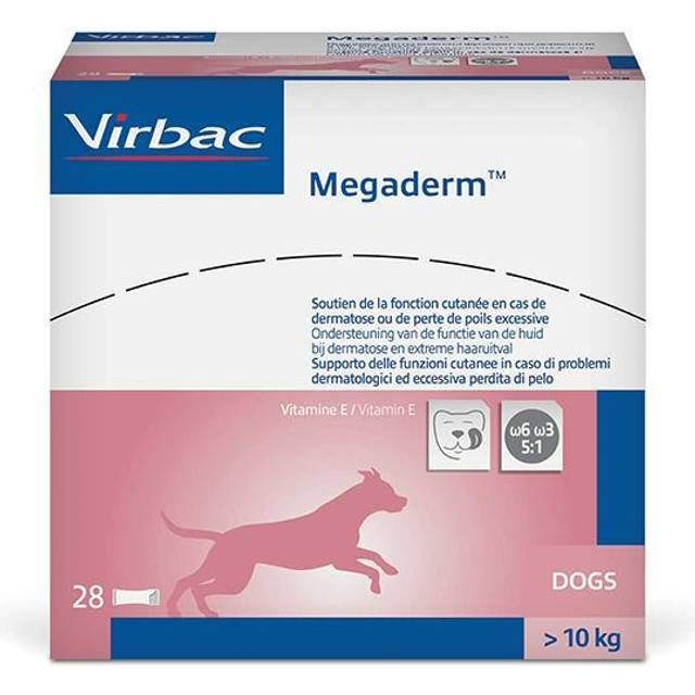 Megaderm monodosering 28 x 8 ml för hundar och katter – innehåller omega-6 och omega-3-fettsyror för att stödja päls och hud