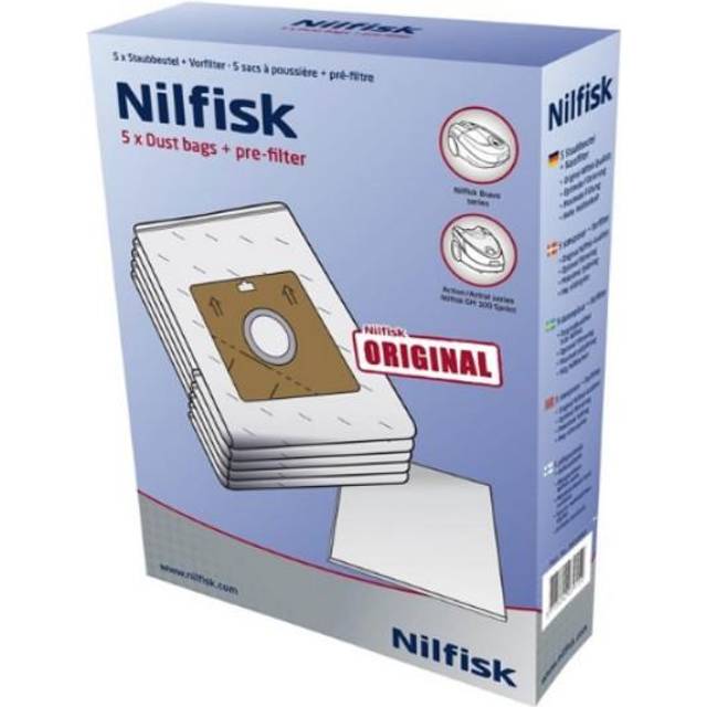Nilfisk 300050002 dammsugarpåsar för Action, Bravo, Astral serier mm - 5 st.