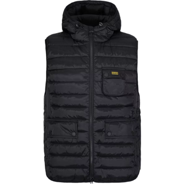 Barbour International Ousten Hooded Gilet - Black, Black, Size S, Men