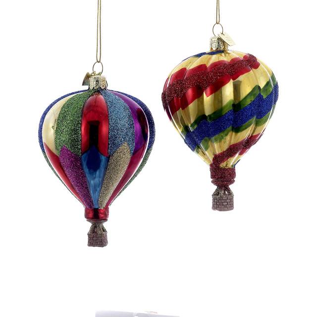 Kurt Adler Noble Gems Hot Air Balloon Christmas Ornaments 2 Assorted