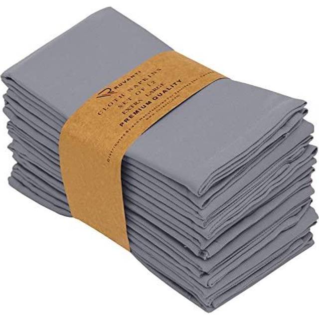 Ruvanti Cloth Napkins Set of 12  18x18 Inch Soft & Absorbent Cotton Enrich Dinner Napkins for Hotel  Wedding Parties  Napkins Everyday -Charcoal Grey