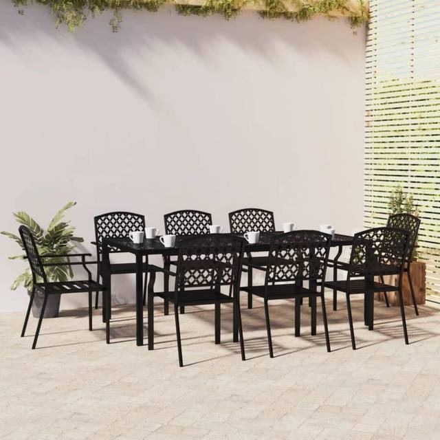 (200 cm table length/ 9 piece) vidaXL Garden Dining Set Outdoor Dining Table and Chairs Solid Wood Acacia