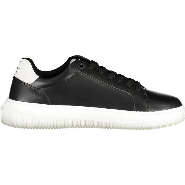 Calvin Klein Jeans för män. YM0YM00681 Chunky Cupsole Mono sneakers i svart läder (44), Hud, Karta, Nyckelband, Casual - Svart, Läder (44)