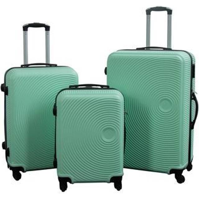 Kufferter - Sæt med 3 stk. - Eksklusivt hardcase kuffertsæt tilbud  - Pastel grønne cirkler