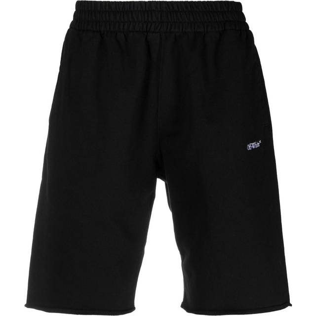Off-White Mens Scribble Design Black Sweat Shorts Cotton - Size Small