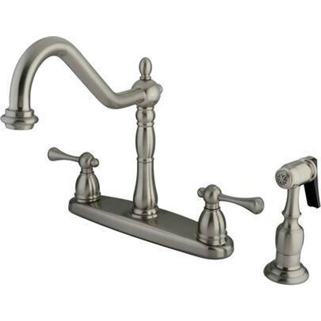 Kingston Brass KB7758BLBS English Vintage 8-Inch Deck Kitchen Faucet with Brass Sprayer  8-5/8-Inch  Brushed Nickel
