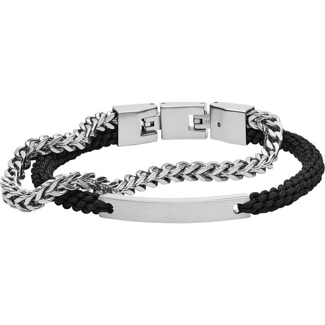 Fossil Men's Stainless Steel Engravable ID Bracelet Color: Silver/Bla
