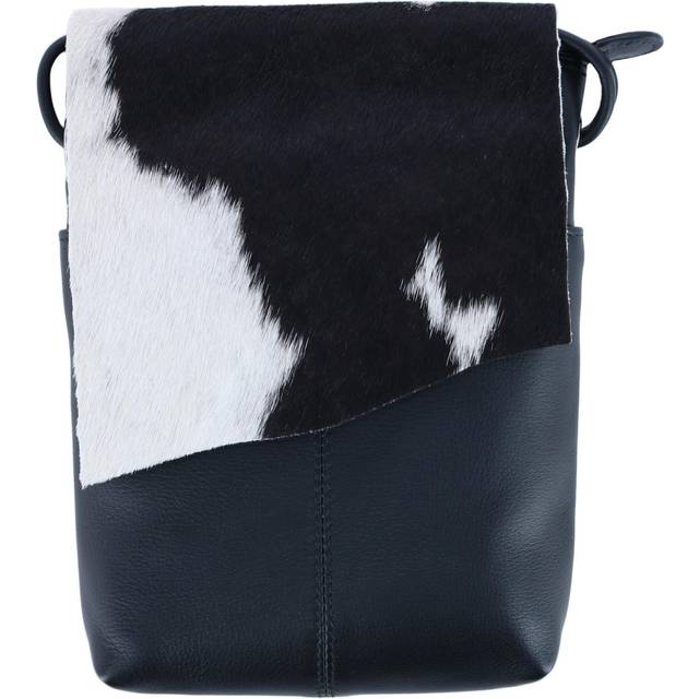 CTM Women's Western Leather Cow Print Crossbody Purse - Black one size (one size)