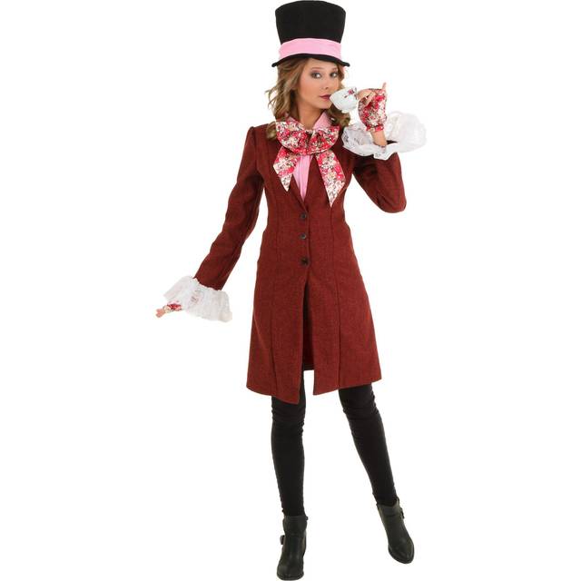 Women&#39;s Deluxe Mad Hatter Costume - Black&#47;Red&#47;Pink (L)