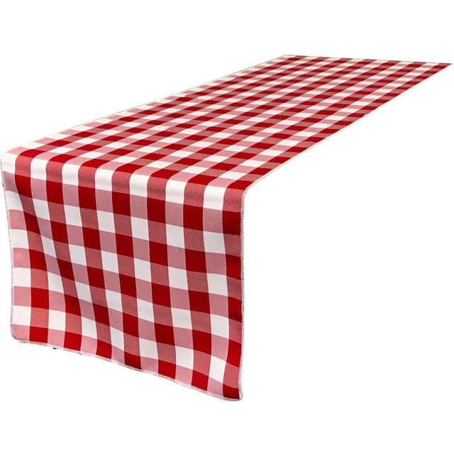LA Linen Polyester Gingham Checkered 14 by 108-Inch Table Runner  White and Black