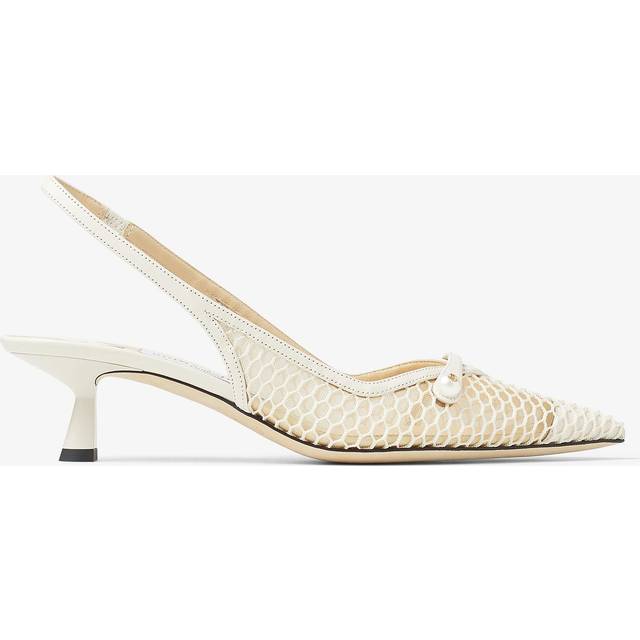 Jimmy Choo Amita 45 Fishnet Mesh & Leather Slingback Pump