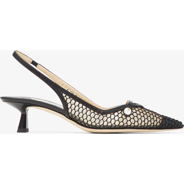 Jimmy Choo Amita 45 leather-trimmed slingback pumps - black (UK 4.5)