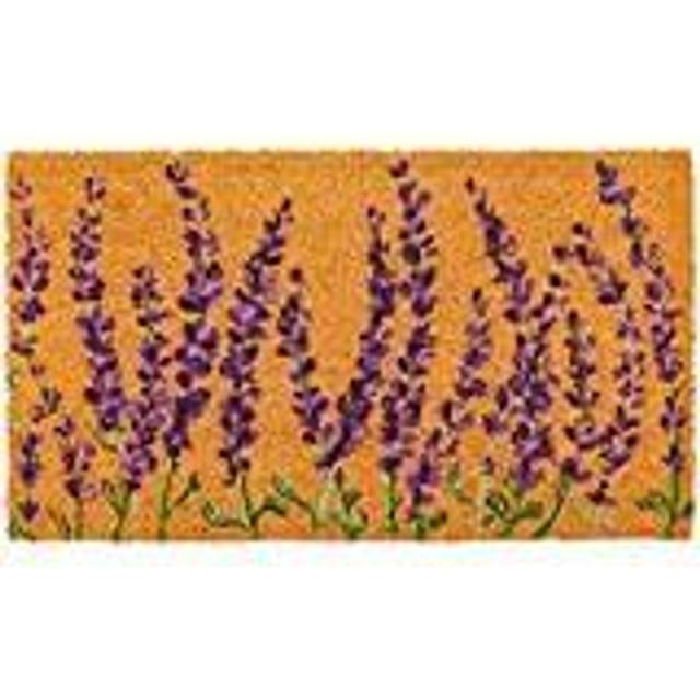 Juvale Floral Spring coir Door Mat for Front Porch  Lavender Flower Outdoor Welcome Mat 17 x 30 Inches