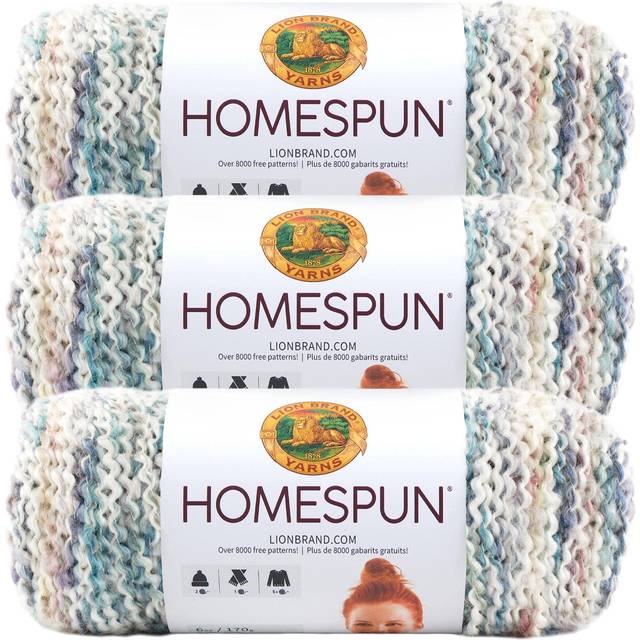 Lion Brand Yarn Homespun Yarn  Soft Bulky Yarn for Knitting  Crocheting  and Crafting  3 Pack  Tudor