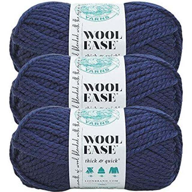 Lion Brand Yarn Wool-Ease Thick & Quick Yarn  Soft and Bulky Yarn for Knitting  Crocheting  and Crafting  3 Pack  Navy