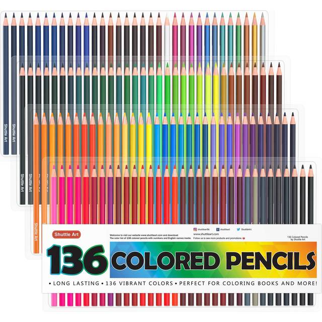 Shuttle Art 136 Coloured Pencils   Soft Core Colouring Pencils Set for Adult Colouring Books  Doodling  Sketching  Drawing  Art Supplies