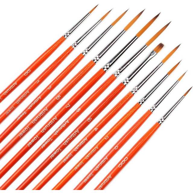 Small Enamel Paint Brushes Set - 11 Pieces Detail Painting Kit for Art