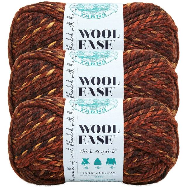 Lion Brand Yarn Wool-Ease Thick & Quick Yarn  Soft and Bulky Yarn for Knitting  Crocheting  and Crafting  3 Pack  Sequoia