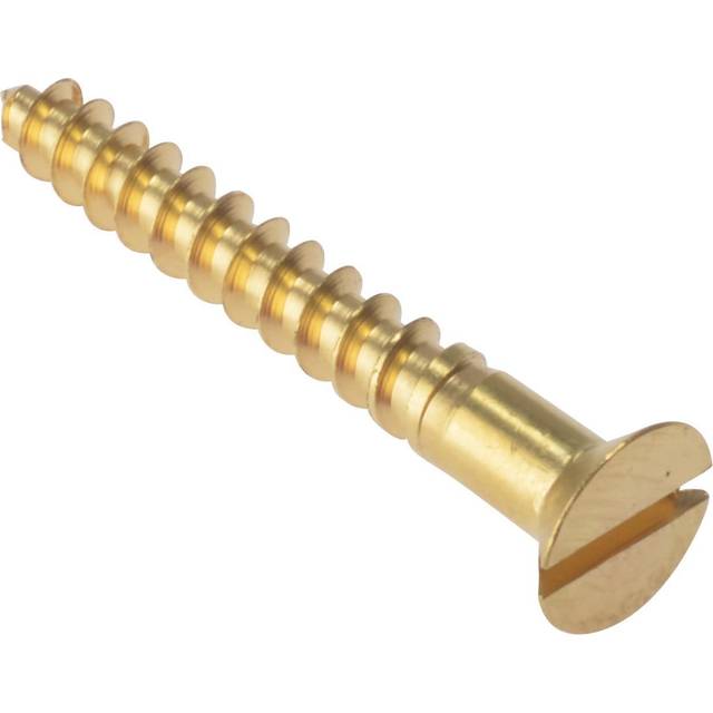 ForgeFix CSK348BR Wood Screw Slotted CSK Solid Brass 3/4in x 8 Box 200 FORCSK348B