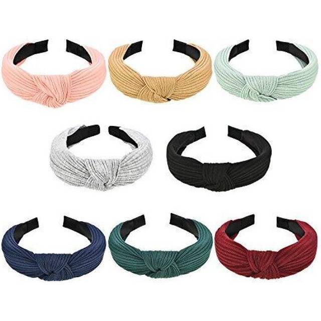 Maxdot 8 Pieces Headbands for Women Knotted Wide Turban Headband Hair Bands Elastic Hair Accessories for Women and Girls