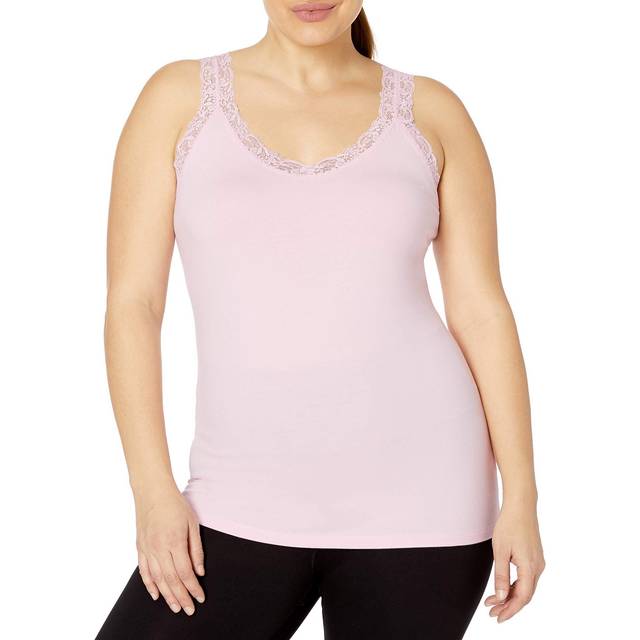 Just My Size Women's Plus Size Stretch Jersey Lace Trim Tank  Paleo Pi