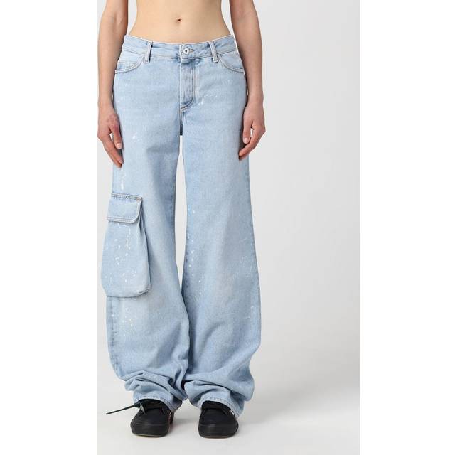 Off-White Toybox painted high-rise wide jeans