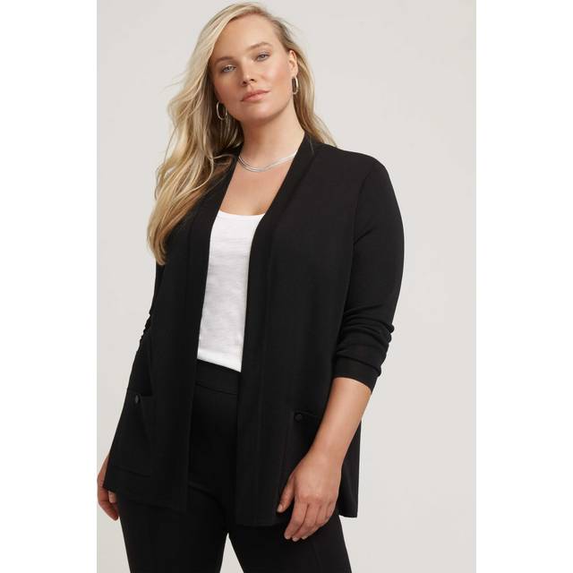 Anne Klein Women's Plus Size Two Pocket Malibu Cardigan in Anne Black size 0X