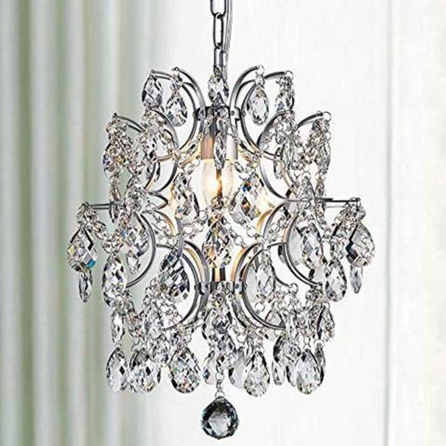 BESTIER Black Modern Pendant Chandelier Crystal Raindrop Lighting Ceiling Light Fixture Lamp for Dining Room Bathroom Bedroom Livingroom 1 E27 Bulbs