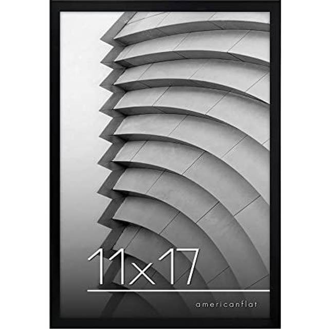 Americanflat 11x17 Picture Frame in Black  Thin Border Photo Frame with Plexiglass  Horizontal and Vertical Formats for Wall
