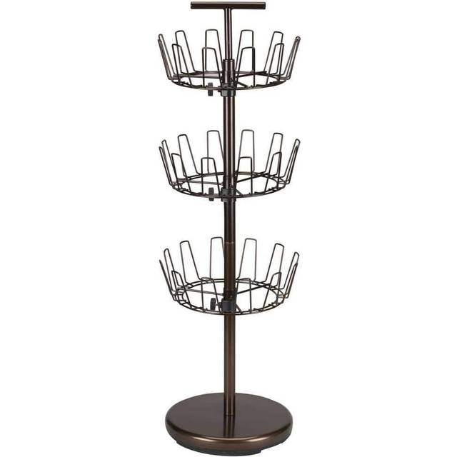 Household Essentials 2138 Three-Tier Adjustable Revolving Shoe Rack | Bronze