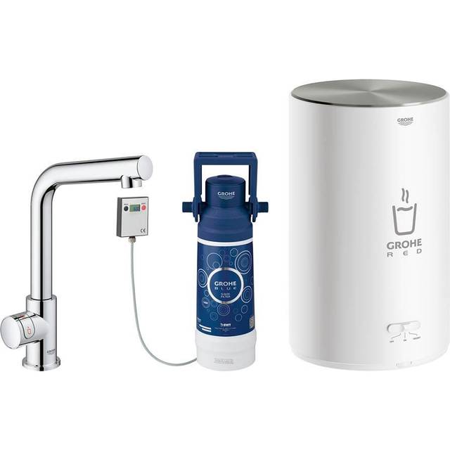 Grohe RED Mono Pillar Instant Boiling Water Kitchen Tap With M Size Boiler - Chrome