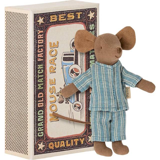 Maileg - Big Brother Mouse In Matchbox - Plyschleksak - Brown - H13 cm