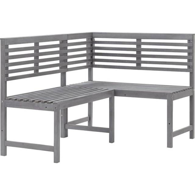 vidaXL Hörnbänk grå 140 cm massivt akaciaträ