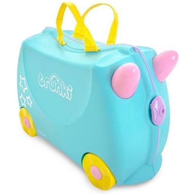 Trunki Barn resväska och handbagage för barn, Una enhörning (blågrön), 18, med steackers