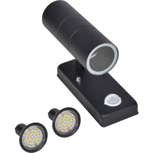 Led Wall Lamp Stainless Steel Cylinder Shape Black with Sensor Vidaxl
