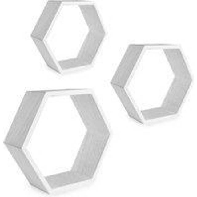 Hexagon Floating Shelves - Set of 3 White | M&W