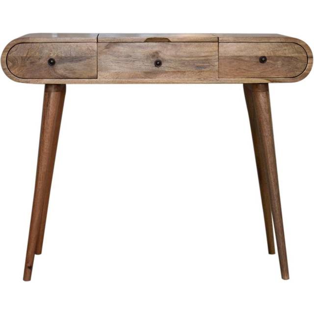 Artisan Solid Wood Dressing Table with Foldable Mirror