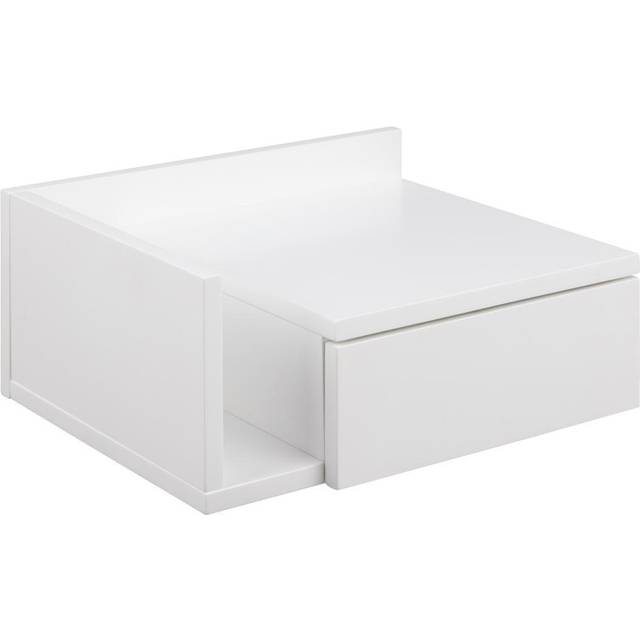 Avignon Square Bedside Table with 1 Drawers in White, White