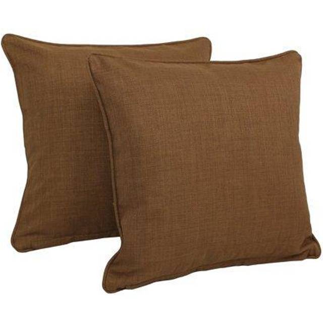 Blazing Needles  L.P. 18-inch Corded Square Outdoor Throw Pillow  Mocha  2 Count