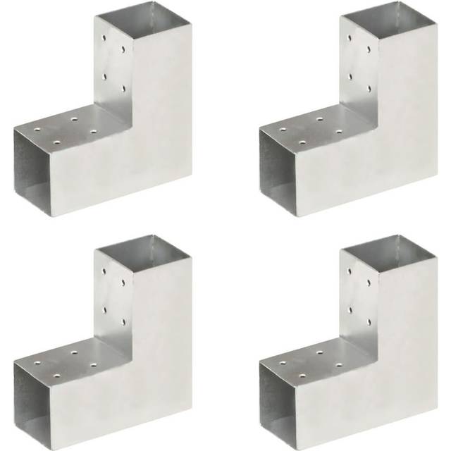 stolpebeslag L-form 4 stk. 71x71 mm galvaniseret metal