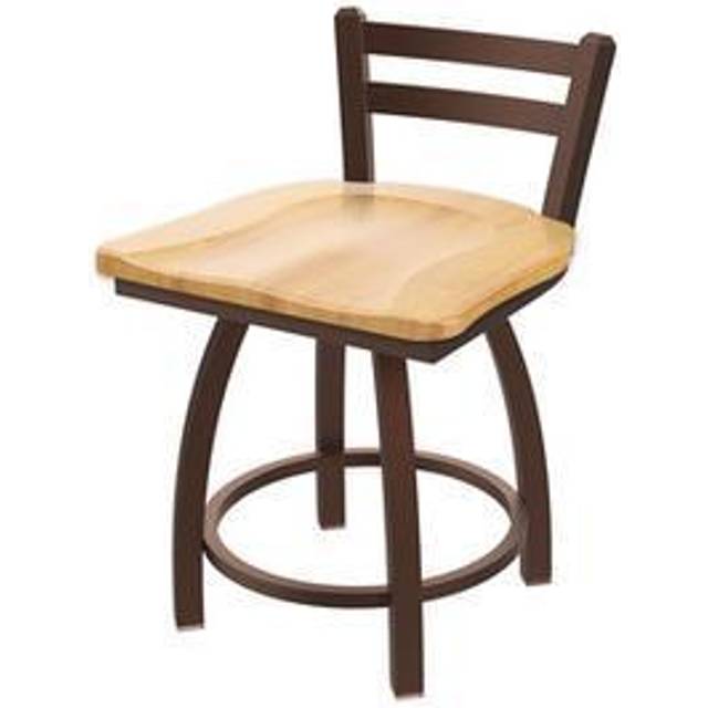 "411 Jackie 18"""" Low Back Swivel Vanity Stool with Bronze Finish and Natural Maple Seat"